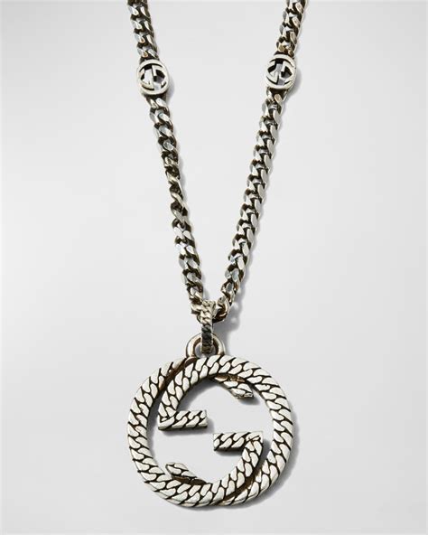 mens gucci chain necklace|Gucci silver and onyx necklace.